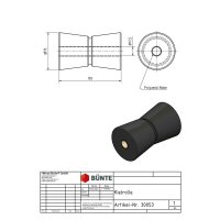 Rolka Kilowa, Rolka Denna Stożkowa FI 75/50 x 126 mm, otw&oacute;r FI 17 mm