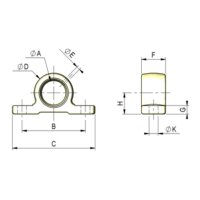 Blok łożyskowy skręcany FI 45 mm, komplet 2 szt