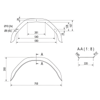 De Haan - Błotnik HMHR 2275, HM 2212/12, B 220/S 750 mm, prostokątny
