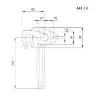 Zamknięcie dźwigniowe kątowe lewe 145 mm