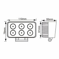 Lampa robocza 6 x LED flood KAMAR L0099 – prostokątna