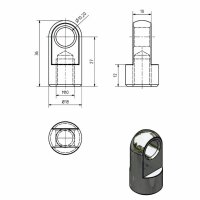 Końcówka sprężyny gazowej M10, FI 10,2 mm