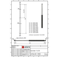 Sprężyna gazowa typ 14/28 dł. 755 mm, skok 350 mm, gwint M8/M8, siła 1000 N