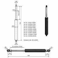 Sprężyna gazowa 14/28, 755 mm, skok 350 mm, 1750 N