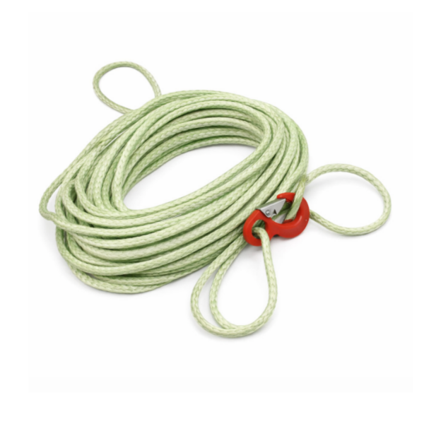 Lina syntetyczna 30 m x 10mm zielona/ czerwony hak