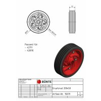 BÜNTE - KARTT koło zapasowe 200 x 50 mm, guma pełna,...