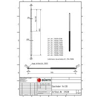 Sprężyna gazowa Typ 14/28, dł. 1055 mm, skok 500 mm, gwint M8/M8, siła 1500 N