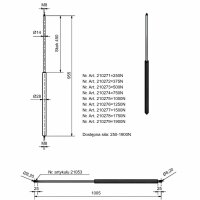 Sprężyna gazowa 14/28, 955 mm, skok 450 mm, 500 N