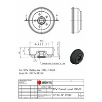 Bęben hamulcowy 200x50 do BPW 5x112  z łożyskiem kompaktowym 34/64 × 37 mm