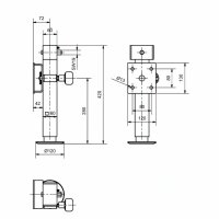 Noga podporowa 60 x 415 mm, skok 240 mm, dopuszczalny nacisk 1350 kg,  połączenie kołnierzowe, z trzpieniem sześciokątnym 19 mm
