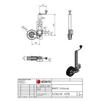 Koło podporowe FI 60 mm, automatycznie składane, dopuszczalny nacisk 350 kg
