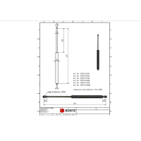 Sprężyna gazowa Typ 10/22, dł. 455 mm, skok 200 mm, siła od 150 do 1000 N