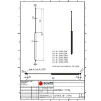 Sprężyna gazowa Typ 10/22, dł. 755 mm, skok 350 mm, gwint...