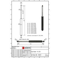 Sprężyna gazowa Typ 14/28 dł. 455 mm, skok 200 mm, siła od 250 do 2000N