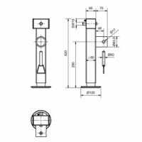 Noga podporowa 60 x 415 mm, skok 240 mm, dopuszczalny nacisk 1350 kg, z trzpieniem sześciokątnym 19 mm