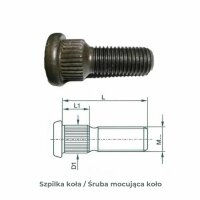 Szpilka koła z ryflowanym kołnierzem M12 x 1.5 x 36 mm