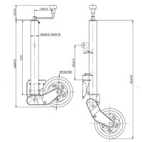 Koło podporowe automatyczne 230x80 mm, długość 560 mm, 500 kg, z płytą montażową