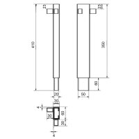 Słupek narożny przedni lewy/tylny prawy 350 mm do otworu 51 x 20 mm