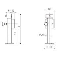 Noga podporowa składana KARTT Vkt. 60 x 415 mm, połączenie kołnierzowe, dopuszczalny nacisk 1350 kg