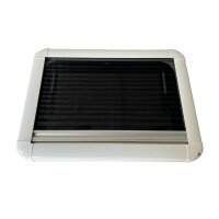 Okno kamperowe kwadratowe, uchylne, z moskitierą i roletą 500×350 mm, grubość ścianki 28–30 mm | SFAW