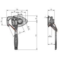 Zamknięcie dźwigniowe kątowe lewe + prawe FBS 172 mm z zabezpieczeniem sprężynowym, stal ocynk