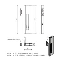 Zamek burty do przyczepy aluminiowy, prawy, 350 mm z bocznym trzpieniem