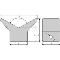 Odbojnik dziobowy, Wspornik dziobowy, Dziobnica gumowa 75 x 165 x 100 mm, otw&oacute;r FI 13,5 mm, gumowa