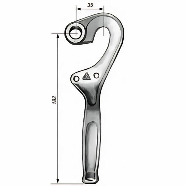 Zaczep burtowy dźwignia prawa 182 mm do zamknięcia dźwigniowego