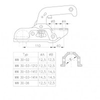 WINTERHOFF - Zaczep kulowy WW 30-D3, 3000 kg, FI 50 mm,...