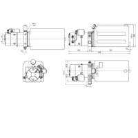 Agregat hydrauliczny 18 MPa, 2.7 CC, 8 L, 12 V, 1.6 kW, DC, 2500 rpm z elektrozaworem G 3/8"