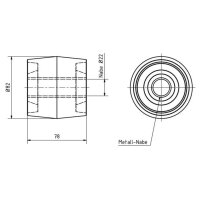 Rolka slipowa boczna  FI 75/81 x 76 mm, otówr FI 22, gumowa