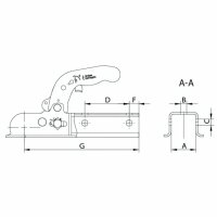 KNOTT - Zaczep kulowy KQ 14-B, 1400 kg, kwadrat 60 mm, otwory 12,5 mm