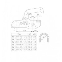 WINTERHOFF - Zaczep kulowy WW 350-RD-1412, 3500 kg, FI 65...