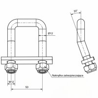 Uchwyt ładunkowy M12 wygięty pod kątem z płytką i śrubami