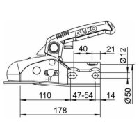 ALKO - Zaczep kulowy do AK 270, 2700 kg, FI 35/40/45/50 mm, otwory 12,5 mm  z Soft-Dock