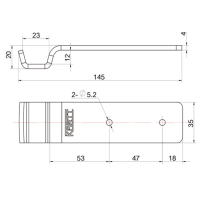 Uchwyt prosty  35 x 145 x 20 mm do zamknięcia burtowego,...