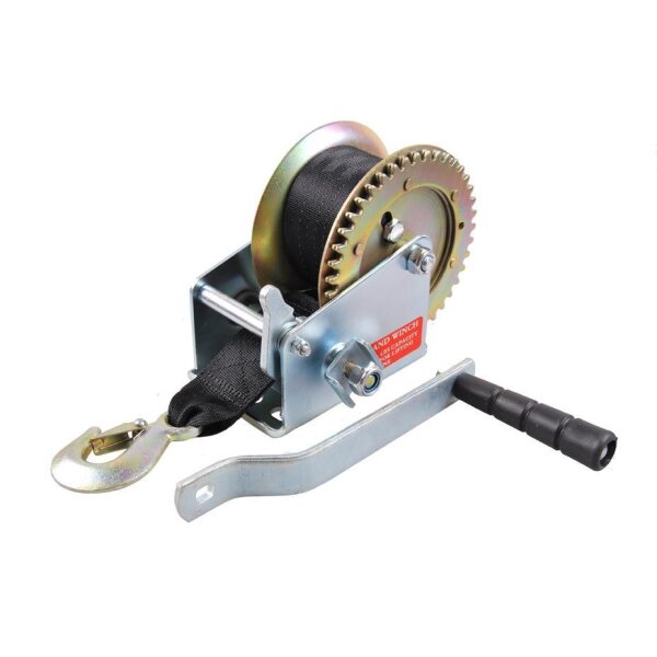 Przyciągarka 800 kg, z 8metrowym pasem, podwójny wieniec zębaty.