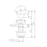 Kula zaczepowa WINTERHOFF KUB 50 – 2000 kg, FI 50 mm, gwint M20 x 1,5