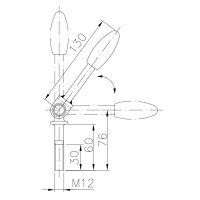B&Uuml;NTE - Śruba dociskowa przegubowa M12 dł. 76 mm