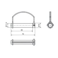 Sworzeń sprężynowy z uchwytem FI11,8 x 72 mm, stal...