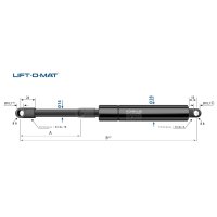 Sprężyna gazowa Lift-O-Mat 28/14, długość 300 mm, skok 100 mm, oczko fi10/fi10, siła 2100N