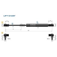 Sprężyna gazowa Typ Lift-O-Mat 6/15, dł. 315 mm, skok 120 mm, przegub kątowy M8/M8, siła 250N