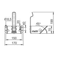 Uchwyt na klin 120mm, metal