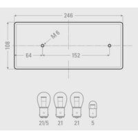 GEKA - Lampa zespolona 4-segmentowa, lewa, BBSKN 246L/B