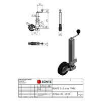 Koło podporowe FI  60 mm na profilu kwadratowym automatyczne/uchylne, dopuszczalny nacisk 250 kg