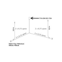 Przew&oacute;d 7,5m. z 7-pinową wtyczką i 5-pinowym złączem bagnetowym z dwoma wyjściami 0,2m. na złącza DC